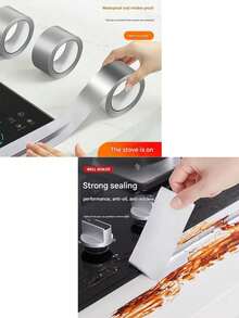 1pc Kitchen Hot Protective Cleaning Aluminum Foil Tape Stove Anti-Mildew Seam Sticker Oil-Proof Tape Range Hood Pipe Insulation Tape Anti-Mildew Sticker Multi-Function Aluminum Foil Tape High Temperature Insulation Kitchen Sink Stainless Steel Pipe Protection Tape Waterproof Self-Adhesive Stove Anti-Mildew Seam Sticker