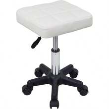 Square Rolling Stool With Wheels Stool Chair Swivel Stool Salon Massage Spa Stool Black - White - View 2