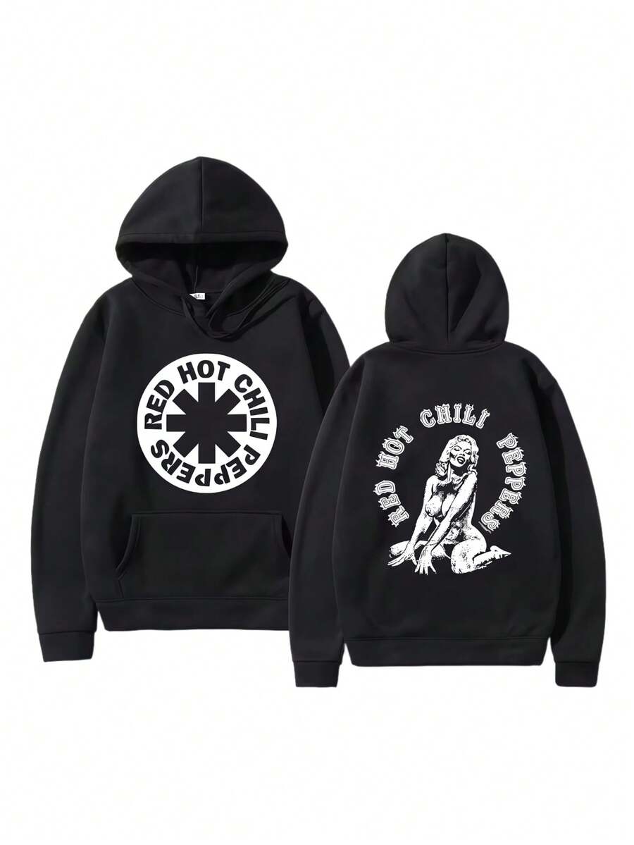Y2K Streetwear Oversized Men Red Hot Fire Squid Chili Peppers Hoodies Women Sweatshirt Unisex Pullover Male Casual High Quality (2) - Black - View 1