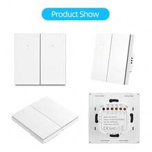 مفتاح إضاءة ذكي للحائط يعمل بتقنية الواي فاي AC100-240V زر ضغط التطبيق الذكي Tuya التحكم عن بُعد يعمل مع أليكسا، يحتاج سلك محايد