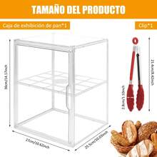 Vitrina para Pan, Panera para Pan Transparente con Pinzas de Cocina, 2 Capas Ajustable. Panera para Pan Apilable Vitrina Exhibidor para Pan, Bagel, Magdalena, Bocadillo, Mantequilla - 1 - Ver 2