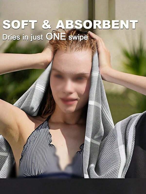 1pc Sand-Free Fringe Beach Towel For Adults - Outdoor Shawl With Stripes - Sauna Towel Say Goodbye To Sand Sticking And Lingering Dampness. This Towel Is Professionally Made And Can Quickly Repel Sand And Dry Quickly, Absorbing Moisture Rapidly, Allowing You To Stay Dry And Comfortable.