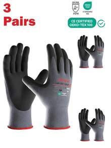 JOISIV 1/3 Pairs Nitrile Dipped Rubber Work Gloves With MicroFoam Nitrile Coating – Non-Slip, Oil-Resistant Grip For Gardening, Truck Drivers, Workers, Home Improvement, And General Use