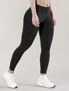 Yefecy Quần legging cạp cao không đường may dành cho nữ - Thoáng khí, co giãn và nhanh khô, thích hợp cho thể thao, chạy bộ, du lịch, màu đen, mùa xuân. - màu đen - Xem 7