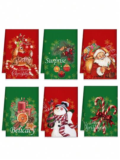 2 件圣诞手巾，格子和圣诞树图案设计，降临节礼物，圣诞惊喜，清洁布，厨房和餐厅装饰，户外派对用品，适用于圣诞节厨房和浴室装饰