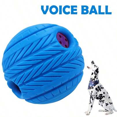 1 PC Dog Toy Ball, Squeakable Pet Ball - Fun Sound When Running & Carrying, Chewing Ball For Training Teeth Cleaning(Blue)