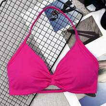 Áo lót hai dây phổ biến, áo ngực thể thao không lưng dây mảnh dành cho nữ, hỗ trợ nhẹ, áo tập thể dục dáng ngắn, áo ngực yoga xếp ly không đường may, thích hợp cho mùa xuân. - Màu Hồng Tươi - Xem 4