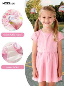 Girls Briefs, Pack Of 24, Cute Underwears For Toddlers Girls 2-3/4-5/6-7/8-10 Yrs, Pink Color Shorts, Floral & Heart Random Prints, Soft & Comfortable Perfect For Play & School - Multicolor - View 4