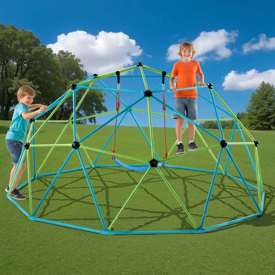 Climbing Dome, 10FT Geometric Dome Climber With Swing & Hammock, 1000LBS Loading Kid's Jungle Gym Playground, Easy-Assembly Outdoor Backyard Climbing Equipment For Boys Girls 3 To 10 Years Old - 10FT 1000LBS Swing Hammock - View 1