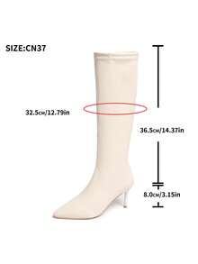Square Toe Thick Heel Side Zipper Super High Heel Suede Minimalist Style Knee-High Boots For Women
