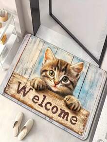 1 قطعة - تصميم قطة جميلة - ديكور عطلة - ديكور يومي - هدية عطلة - بساط مدخل - بساط خارجي - بساط داخلي - سجادة صغيرة - فلانيل ناعم، قابل للغسل في الغسالة، متين، مقاوم للبقع، سريع الجفاف - متعدد الألوان - مشاهدة 4