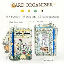 Wildflower Credit Card Holder Small Wallet Women, Flowers Slim RFID Blocking Wallet Woman Keychain With Zipper Coin Pocket, Front Pocket Thin Travel Card Case With ID Window For Ladies Gifts{"Color_name":"Wildflower"} - 多色22 - 查看 4