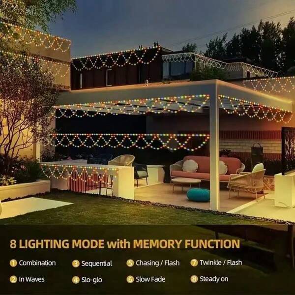 1PC,4 Meters Wide LED Outdoor Decorative Lights, USB/Solar Connection, 8 Major Functions Suitable For Christmas, Halloween Holiday Decorations, Party