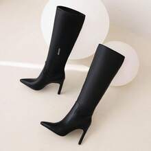 Women's Knee High Boots Stiletto High Heels Sexy Zipper Knee Bootshalloween - 深綠色/尖頭 - 查看 5