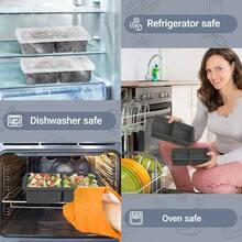 Silicone Freezer Tray With Lid U2013 2 - Cup Soup Freezer Container Molds, Large Cube Trays Freezing Soup, Sauce Broth, Meal Prep Food Storage U2013 Oven Dishwasher , 2 - Pack - 灰色的 - 查看 6
