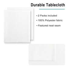 2 Pieces White Rectangle Tablecloth - Waterproof And Spillproof Restaurant Washable Polyester Table Cloth For Dining Room, 90 X 156 Inch{"Size_name":"90\"X156\"|2Pack","Color_name":"White"} - Multicolor3 - View 5