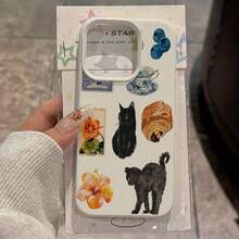 Diseño de pan con gato y flores vintage, funda de teléfono clásica y elegante con protección contra golpes y caídas, resistente a la suciedad y duradera, adecuada para  17/17 Pro/17 Pro Max/17 Air/ 16/16 Pro/16 Pro Max/16 Plus/ 15/15 Pro Max/15 Pro/15 Plus/ 14/14 Pro/14 Plus/14 Pro Max/ 13/13 Pro/13 Pro Max/12/12 Pro/12 Pro Max/11/11 Pro/11 Pro Max/XR/X/XS/XS Max. Es el regalo de cumpleaños perfecto para novias, novios, esposos, esposas, amigos o para uno mismo, innovador y a la moda, adecuado tanto para hombres como para mujeres.Protector elegante y comercial. - Multicolor 1423 - Ver 1