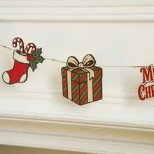 1pc Retro Christmas Garland, Christmas Banner, Vintage Holiday Decor, Christmas Banner, Mid Century Modern Christmas, Festive Classroom Display, Christmas Tree Garland Hanging Ornaments, Retro Holiday Garland String Flags, Fireplace Staircase Wall Hanging, Christmas Party Decoration, Festive Living Room Bedroom Door Home Decoration