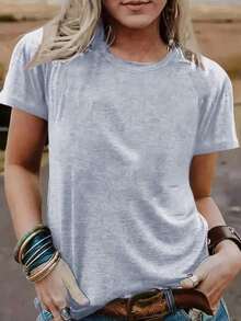 Thanksgiving Animal & Letter Print T-Shirt, Casual Short Sleeve Top For Spring & Summer, Women's Clothing Comfort Tops - Light Gray 2 - View 2