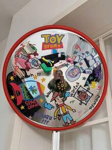 1pc DIY壁挂镜子凹凸镜加大直径21cm拍网红广角镜家居装饰哈哈镜彩绘转角镜拍照道具后视镜摆件拍照网红好看 - 彩色 - 查看 6