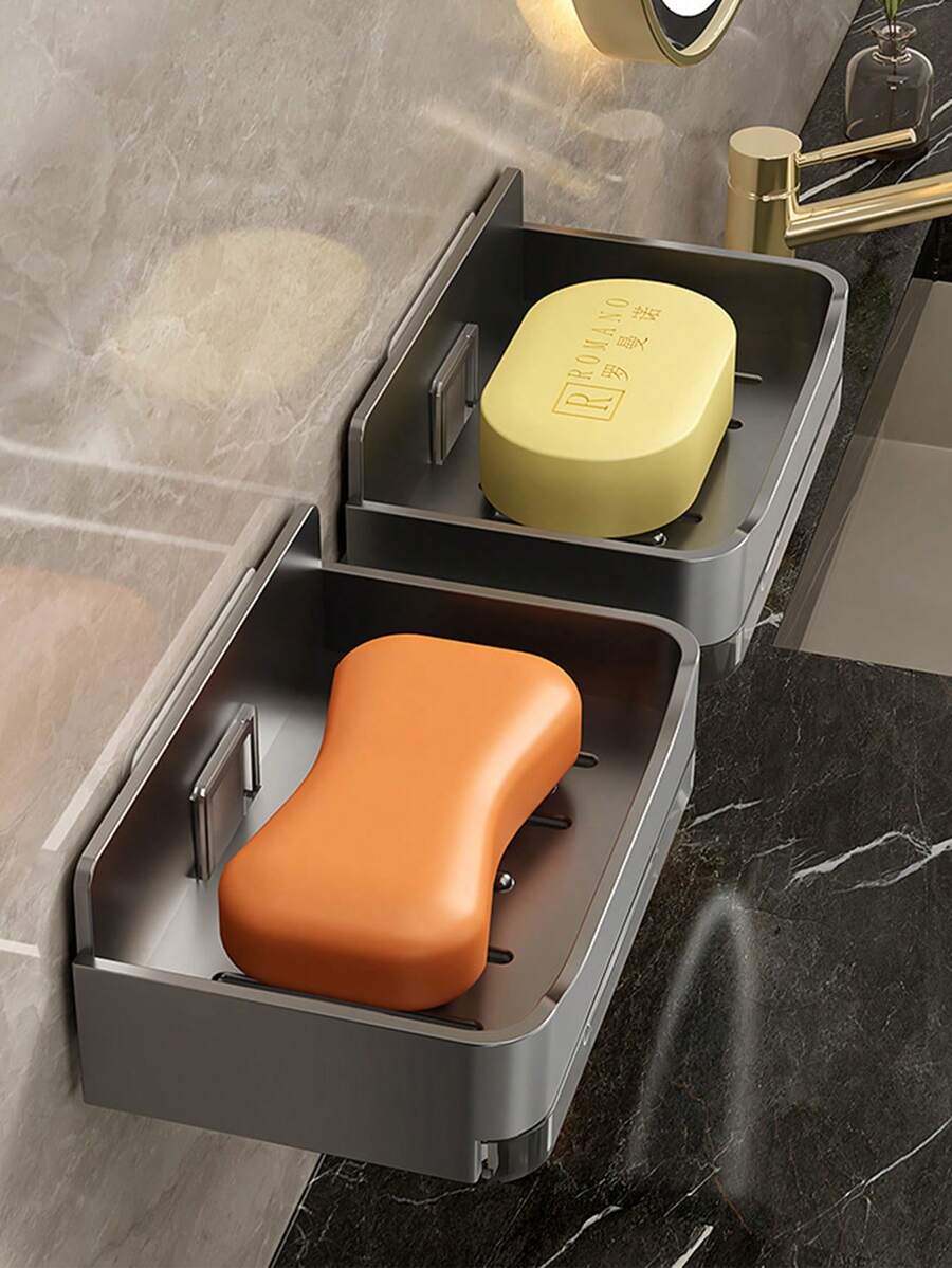 1pc Soap Holder, Soap Box. Bathroom And Toilet Wall Mounted Soap Boxes, Non Perforated Storage Shelves. Soap Box Soap Holder, Bathroom Storage&Storage. Bathroom Small Tools