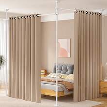 Room Divider No Drilling Curtain Rod Wall Divider For Room Separation, 4-10ft(H) 28-114inch(W) Adjustable, Heavy Duty Partition Space Separator Freestanding Tension Curtain Stand, White,23023577 - White - View 1