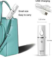 Portable Nano Facial Mister Mini Facial Steamer Atomization Eyelash Extensions With Mirror &Amp; 20ml Visual Water Tank (White)