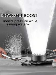 5-Setting Pressurized Shower Head With 5 Replacement Filter Cartridges, High Pressure Handheld Shower Head For Bathroom, Rainfall Shower Head Bathroom Accessories Bathroom Tools - Black - View 4