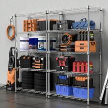 M MZG Adjustable Wire Storage Shelf, Heavy Duty Silver Organizer Rack For Pantry Kitchen Laundry Office Bathroom Room, Home Utility Shelving Unit Garage Storage - 銀色 - 查看 6