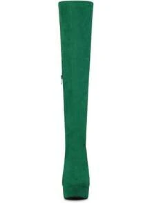 Platform Chunky Heel Over The Knee Thigh High Boots For Womenhalloween - Green - View 9