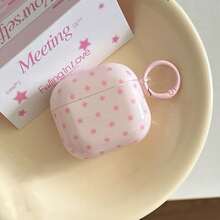 Pink Star Minimalist Design Earphone Case + Hanging Ring Set Compatible With Apple Pro3/ Pro2/ Pro/ 4/ 3/ 2 - Pink - View 6