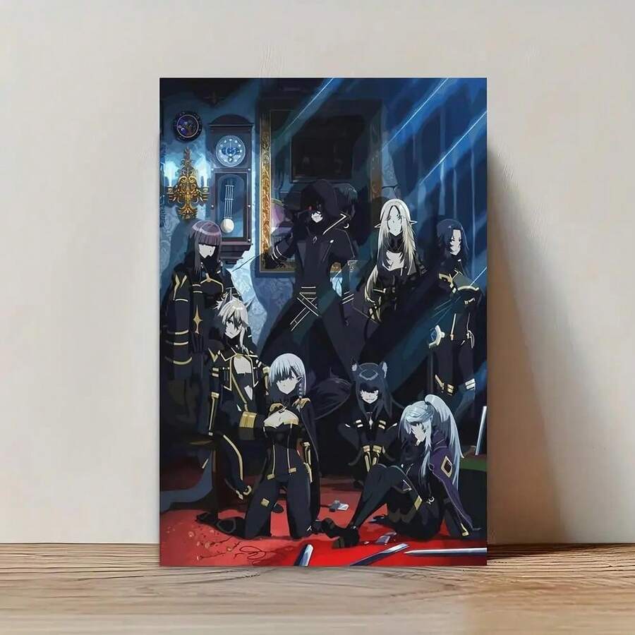 [2D Flat] 1pc Frameless Anime Wall Art - "The Eminence In Shadow" Canvas Poster, 12x18 Inches, Dramatic Character Design With Golden Accents, Ideal For Room Decor Or Gift, Anime Room Decor | Dramatic - 彩色 - 查看 1