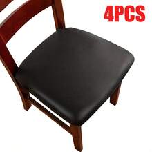 4/6 件 PU 皮革椅套，易于清洁的防水弹力椅子保护套，纯色可选，适用于客厅、餐厅和其他家具装饰 - 彩色 - 查看 22