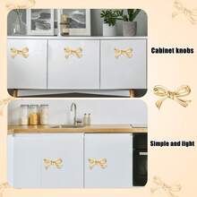 1pc Golden And Pink Bow Drawer Cabinet Door Handle, French Girl's Creative And Cute Bow Handle, Wardrobe, Wine Cabinet, Shoe Cabinet, Kitchen Cabinet And Bookcase Handle - Multicolor - View 3