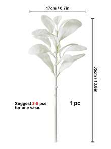 1 件仿羊耳茎植绒人造绿叶固体喷雾假兔耳叶适用于家庭婚礼 DIY 工艺插花、情人节、礼物 - 白色 - 查看 8