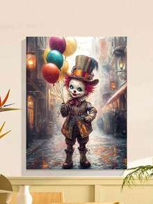 1 Set Beginner DIY Adult Paint By Numbers Kit  Includes Paints, Canvas, Brushes & Instructions | Funny Clown With Colorful Balloons Oil Painting | 40x50cm/15.7x20in Frameless For Home Decor, Family Activity, Father's Day, Mother's Day, Holiday Gifts - 彩色 - 查看 7
