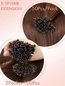 50 pezzi/confezione Estensioni per capelli con punta a K e punta a V, 12-24 pollici, colore marrone cioccolato 04, estensioni per capelli umani, estensioni per capelli umani con cheratina, estensioni per capelli piatte con cheratina, veri capelli umani, balayage naturale, liscio setoso, 50 ciocche