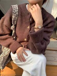 EAVA Women's Sweater Coat Retro Slouchy Commuter Loose Knitted Cardigan Suitable For Autumn And Winter, Streetwear Women, Old Money Style Women