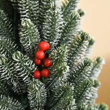 Artificial Christmas Tree Table Christmas Tree 170 Branches Snow-Covered Design With Plastic Base Berries Pine Cones PE PVC Ø27 X 47 Cm On-Site - Green - View 6