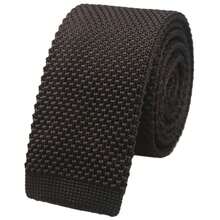 Men's Solid Color Textured Knit Skinny Ties Smart Necktie Square-Cut Finish{"Size_name":"OneSize","Color_name":"ChocolateBrown"} - Multicolor28 - View 1