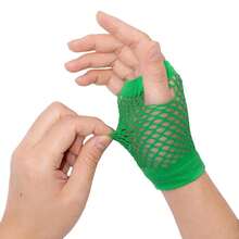 Fishnet Fingerless Gloves Mesh Arm Sleeves Fish Net Arm Sleeves EMO Gloves For Women In Theme Party Scene Accessories{"Size_name":"Short","Color_name":"#12-GrassGreen(Short)"} - Multicolor12 - View 3
