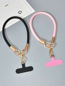 1pc Leather Short Phone Lanyard Wristband, Fashionable High-End Outdoor Wrist Strap, Keychain Sturdy Lanyard Gifts For Mother, Family, Friends, Birthday, Holiday Phone Charm, Phone Chain