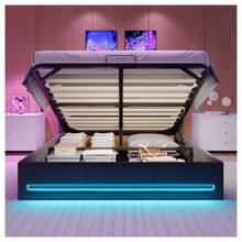 Storage Bed 140x190/140x200/160x200, Upholstered Bed 140x190/140x200/160x200, Double Bed With Slatted Frame, Adult Bed, Youth Bed With Storage Space, Hydraulically Adjustable Upholstered Bed, Linen, Grey - Xám - Xem 8