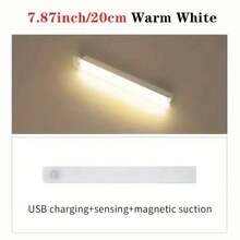 1 件 4 英寸/8 英寸/11.9 英寸/19.8 英寸运动传感器 LED 灯条，暖光/白光，可充电，无线，超薄，可调光，适用于橱柜、厨房、走廊、衣柜（塑料） - 白色 - 查看 18