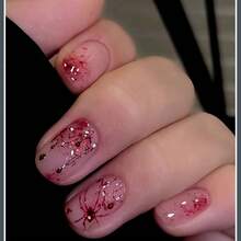 Adesivi per unghie con farfalle piatte glitterate, cuori e perle, impermeabili, decorazioni per unghie dolci e scure