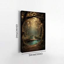 1pc Framed Canvas Wall Art, Magical Forest Swing Enchanted Woodland With Lanterns Fireflies Fantasy Nature Art Print Canvas Poster Painting Wall Decor, Ideal Gift For Bedroom Living Room Hallway Dorm, Ready To Hang - 彩色 - 查看 9