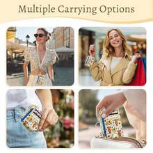 Highland Cow Sunflower Credit Card Holder Small Wallet Women, Slim RFID Blocking Wallet Woman Keychain With Zipper Coin Pocket, Front Pocket Thin Travel Card Case With ID Window Ladies Gifts{"Color_name":"Cow"} - 多色14 - 查看 3