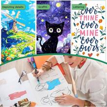 12 Colors Acrylic Paint Markers Pens, Permanent Dual Tip Acrylic Paint Pens SetFine+Round+BrushDiverse Nib Rock Painting, Fabric, Stone, Wood, Glass, Canvas, Ceramic, Making Arts And Crafts - Initial - View 4