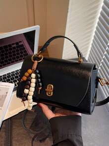 Bolso cuadrado pequeño de moda otoño 2025 para mujer, bolso bandolera retro, bolso de hombro con textura única estilo coreano con colgante