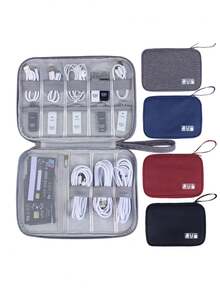 1pc Solid Color Minimalist Watch Organizer Multifunctional Portable Travel Bag EVA Digital Bag Earphone Data Cable Storage Case Charger Power Bank Rectangular Case Men's And Women's Travel Essentials, Electronic Accessories Digital Storage Bag, For Organizing USB Data Cables, Earphones, Pens, Power Banks And Other Functional Travel Kit Items Charger Case - Multicolor - View 5
